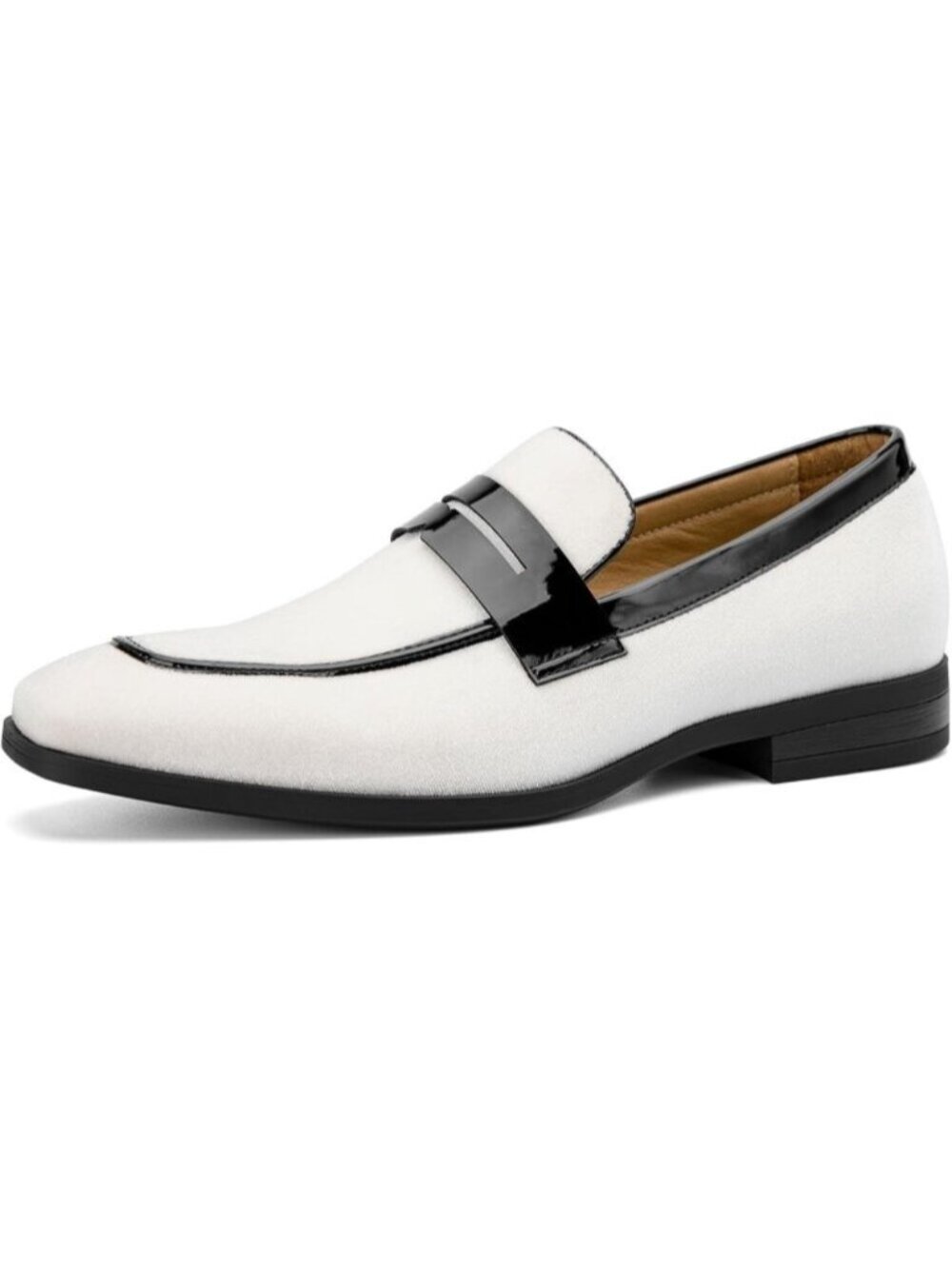 Men's White Black Tuxedo Classic Slip On Loafer Formal Imported Dress Shoes